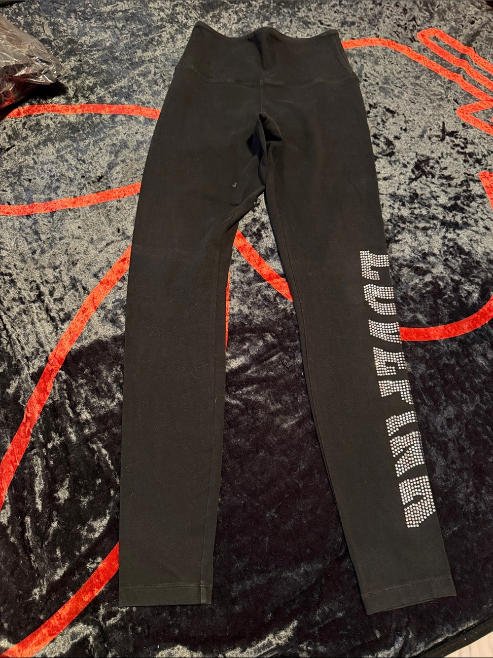 PINK Victoria's Secret Black Leggings with Rhinestone Side Logo